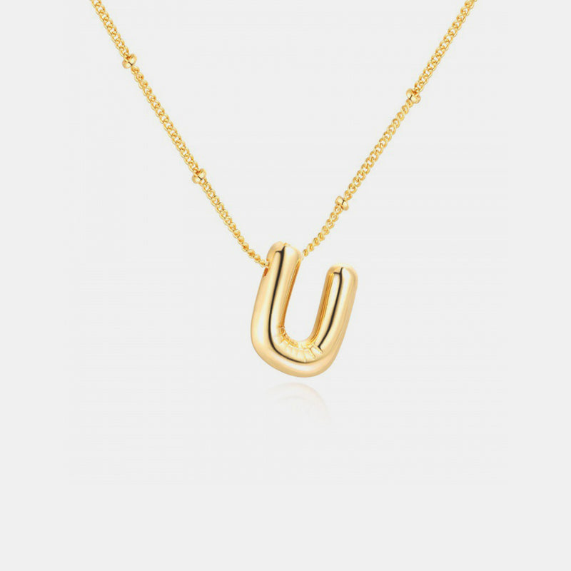 Gold-Plated Letter Pendant Necklace