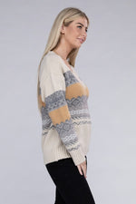 Multicolor Stripe V Neck Sweater