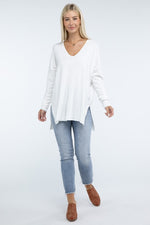 Hi-Low Hem Front Seam Sweater