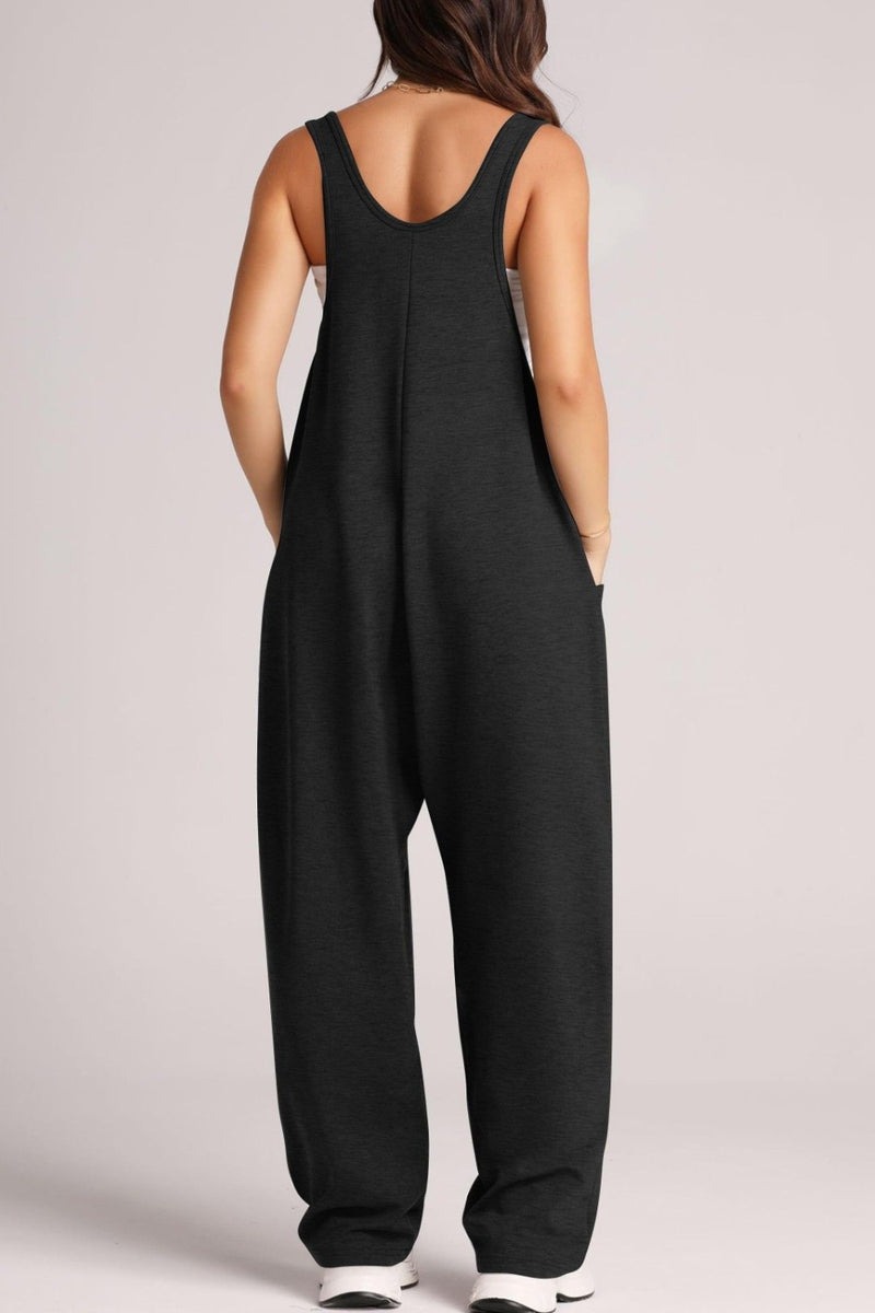 Monica Wide Strap Jumpsuit with Pockets