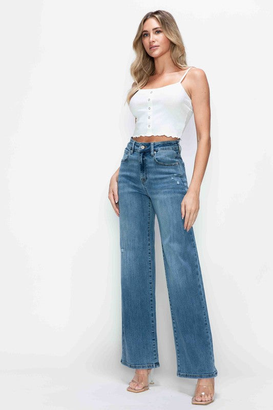 bytos High Rise Wide Leg Jeans with Pockets