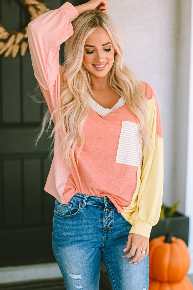 Don't Block Me In Color Blocked Lightweight Pullover