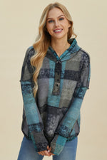 Jewell Reverse Fleece Plaid Hoodie