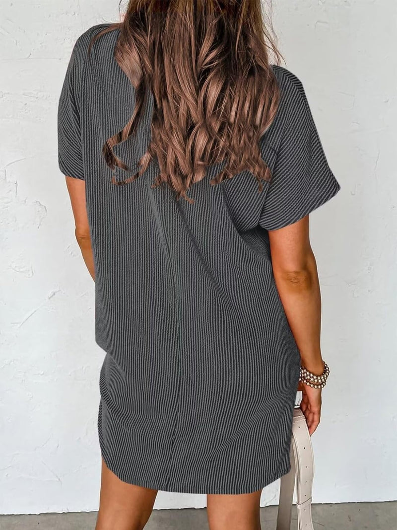 Rocco Ribbed Luxe T-Shirt Dress with Pocket