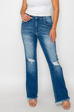 bytos Raw Hem Distressed High Rise Bootcut Jeans