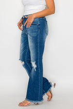 bytos Raw Hem Distressed High Rise Bootcut Jeans