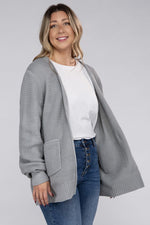 PLUS Low Gauge Waffle Open Cardigan Sweater