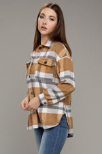 Plaid Flap Pocket Long Sleeve Shacket