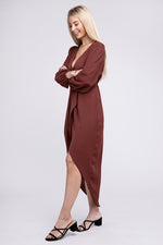 Deep V Neck Wrap Dress