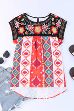 Dancing In the Dark Embroidered Aztec Blouse