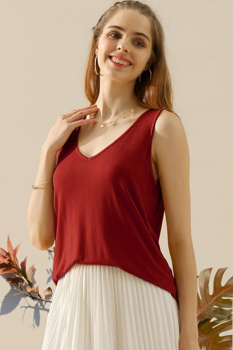 Ninexis V-Neck Curved Hem Tank