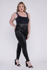 Plus High Rise Faux Leather Leggings