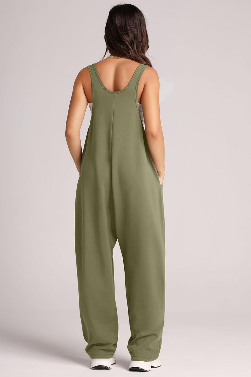 Monica Wide Strap Jumpsuit with Pockets