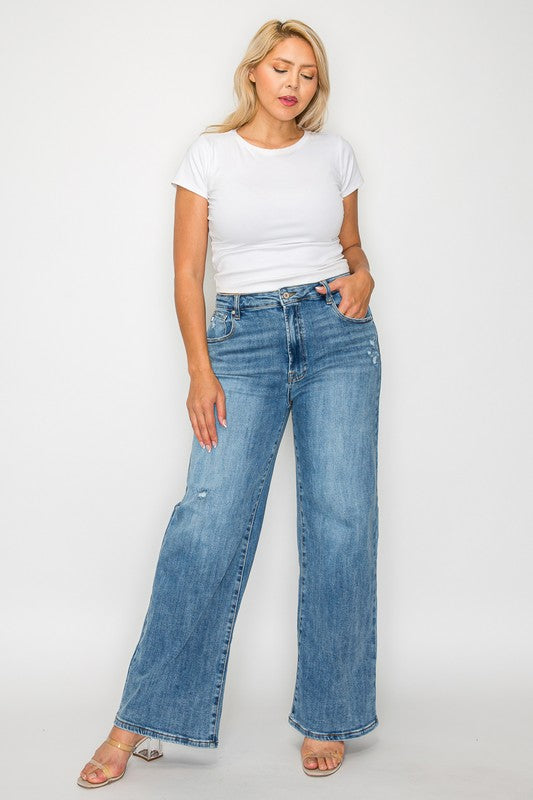 bytos High Rise Wide Leg Jeans with Pockets