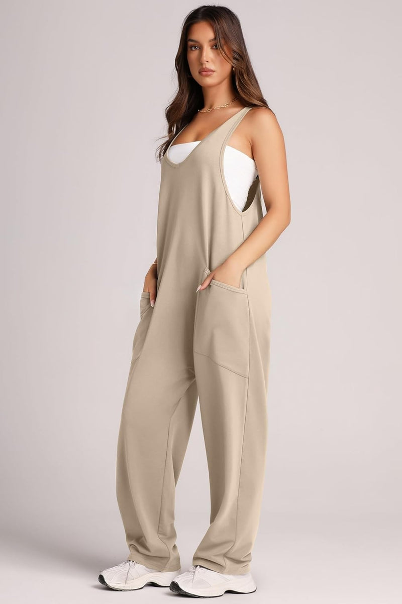 Monica Wide Strap Jumpsuit with Pockets