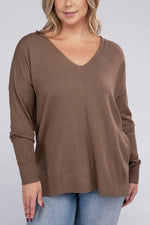 Plus Garment Dyed Front Seam Sweater