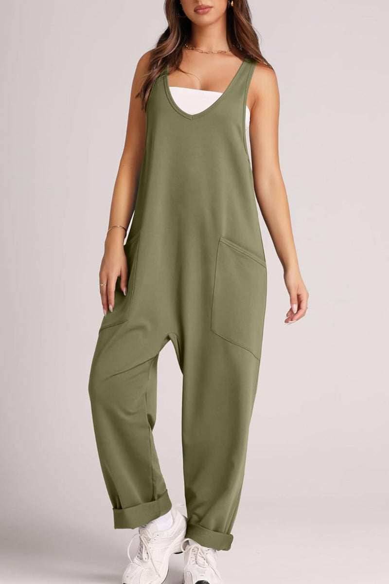 Monica Wide Strap Jumpsuit with Pockets