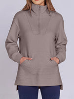 Nellie Textured High-Low Quarter Sweatshirt