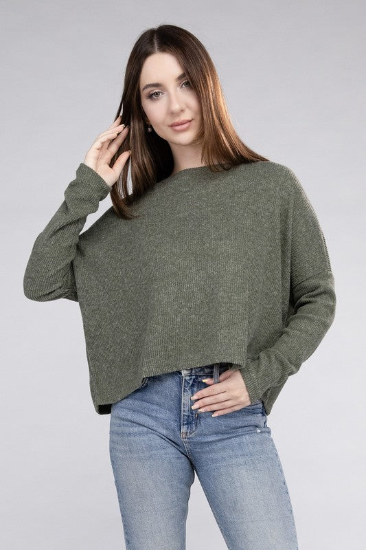 Ribbed Dolman Long Sleeve Sweater