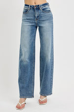 RISEN Distressed Wide Leg Jeans