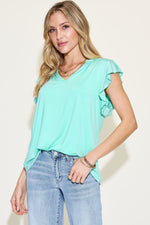 Basic Bae Bamboo Notched Ruffled Tee