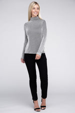 Ribbed Turtle Neck Long Sleeve Top