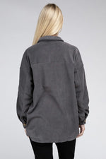 Grey Textured Button Up Shacket