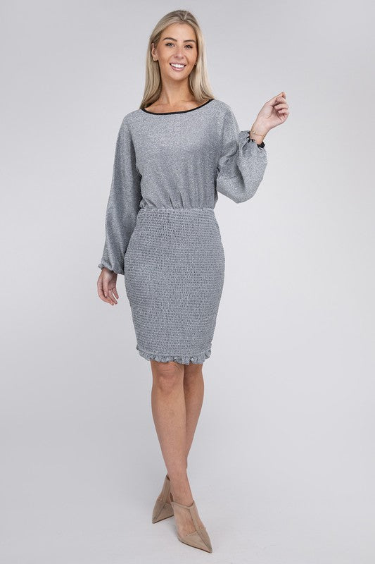 Bishop Sleeve Metallic Dress