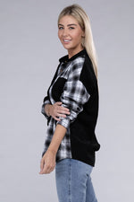 Plaid Flap Drop Shoulder Shacket