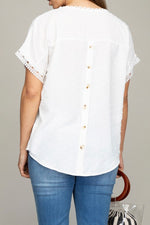 White Swiss Dot with lace trim blouses