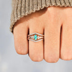 Kellie Turquoise V Shape Inlaid Zircon Ring