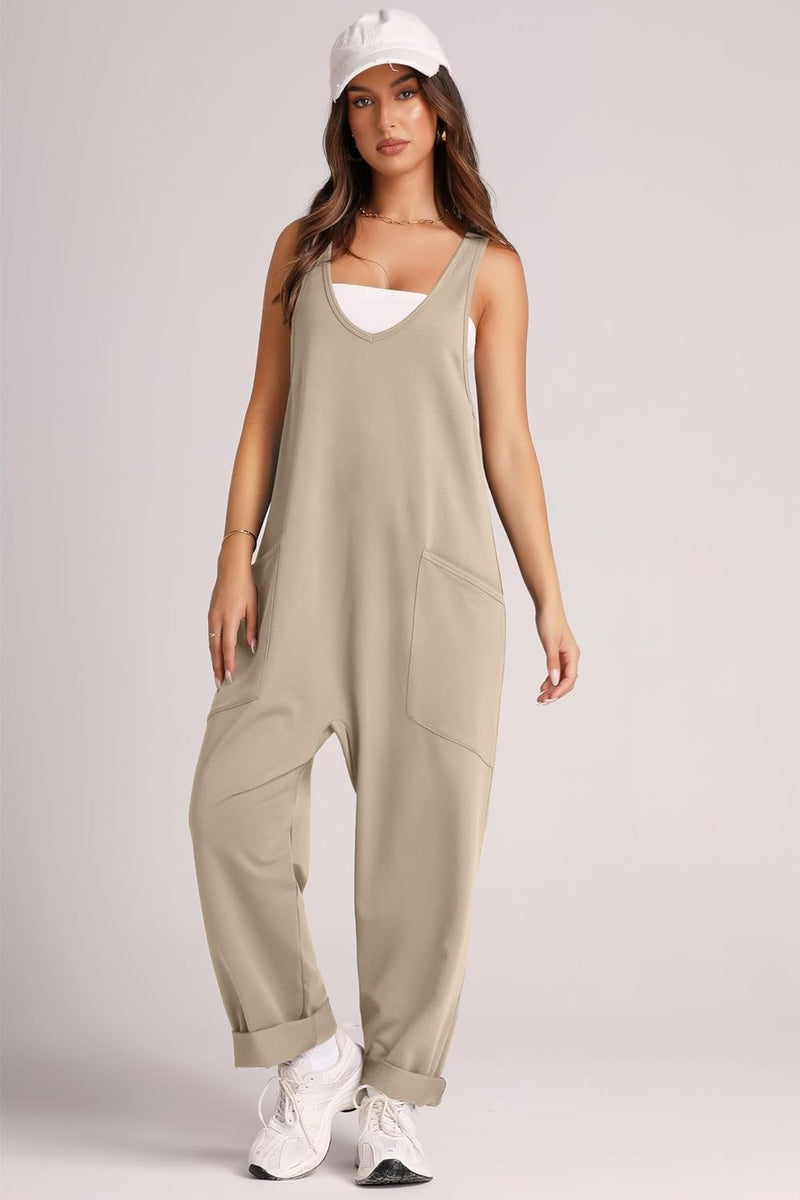 Monica Wide Strap Jumpsuit with Pockets