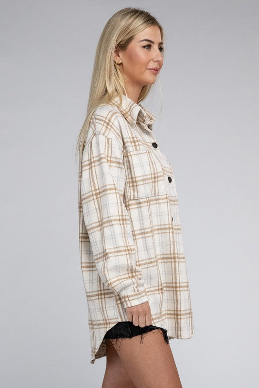 Beige Plaid Shacket