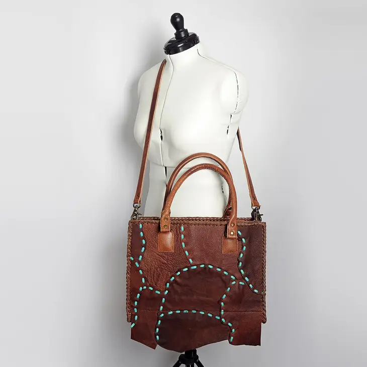 American Darling Patchwork Leather and Turquoise Tote