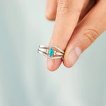 Kellie Turquoise V Shape Inlaid Zircon Ring