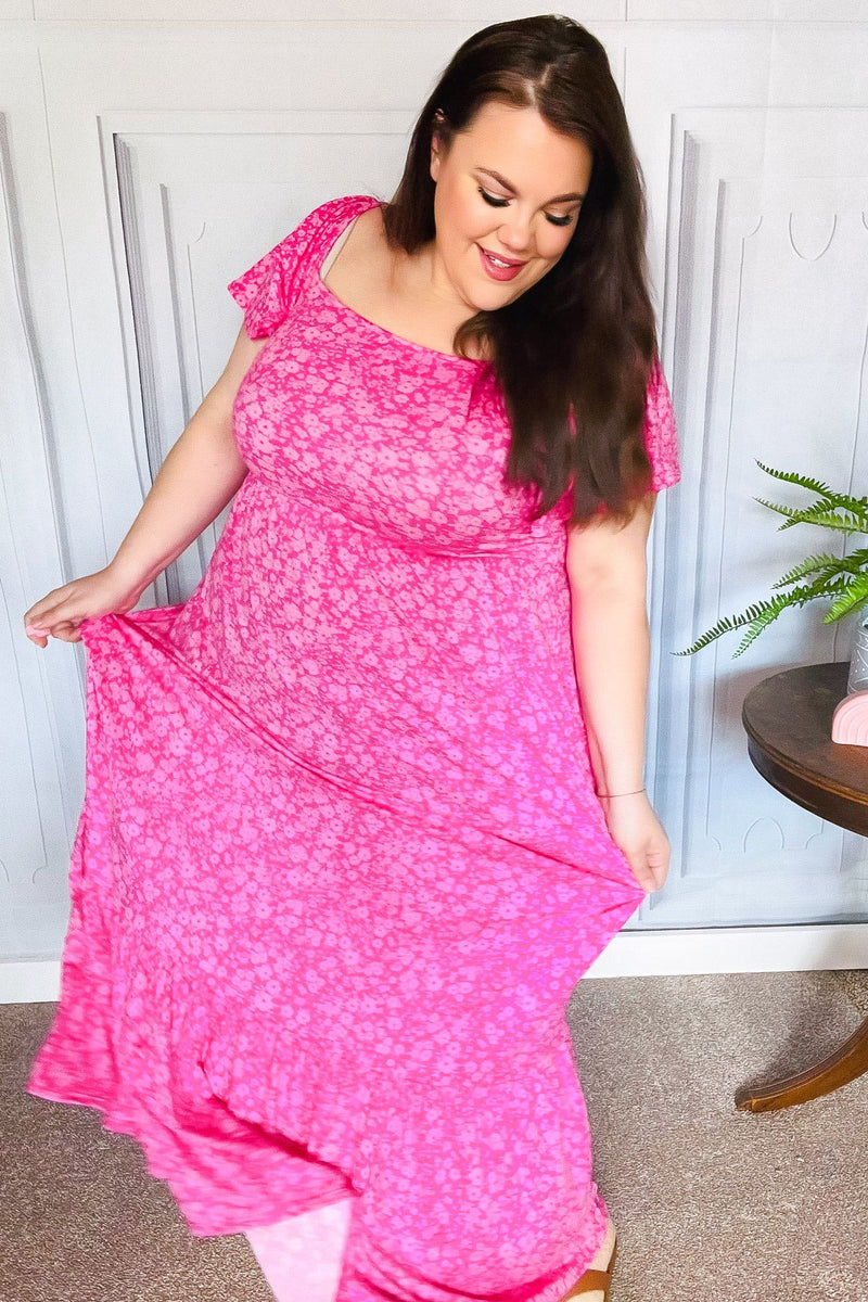 Perfectly You Fuchsia Ditzy Floral Fit & Flare Maxi Dress