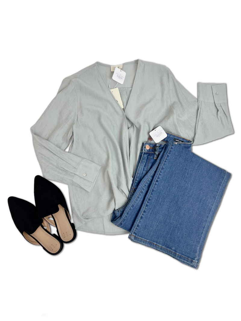 Emma - Grey Surplice Top