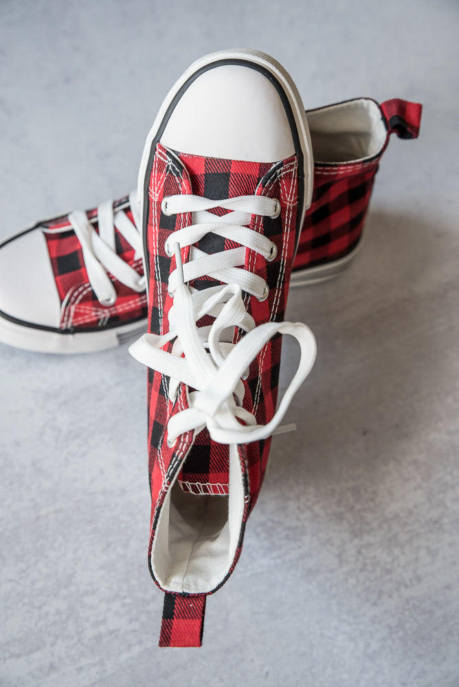 Got the Look Sneakers in Red Plaid Turquoise Heifer Boutique