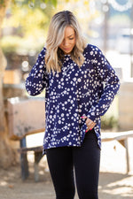 Navy and Daisy Long Sleeve Top