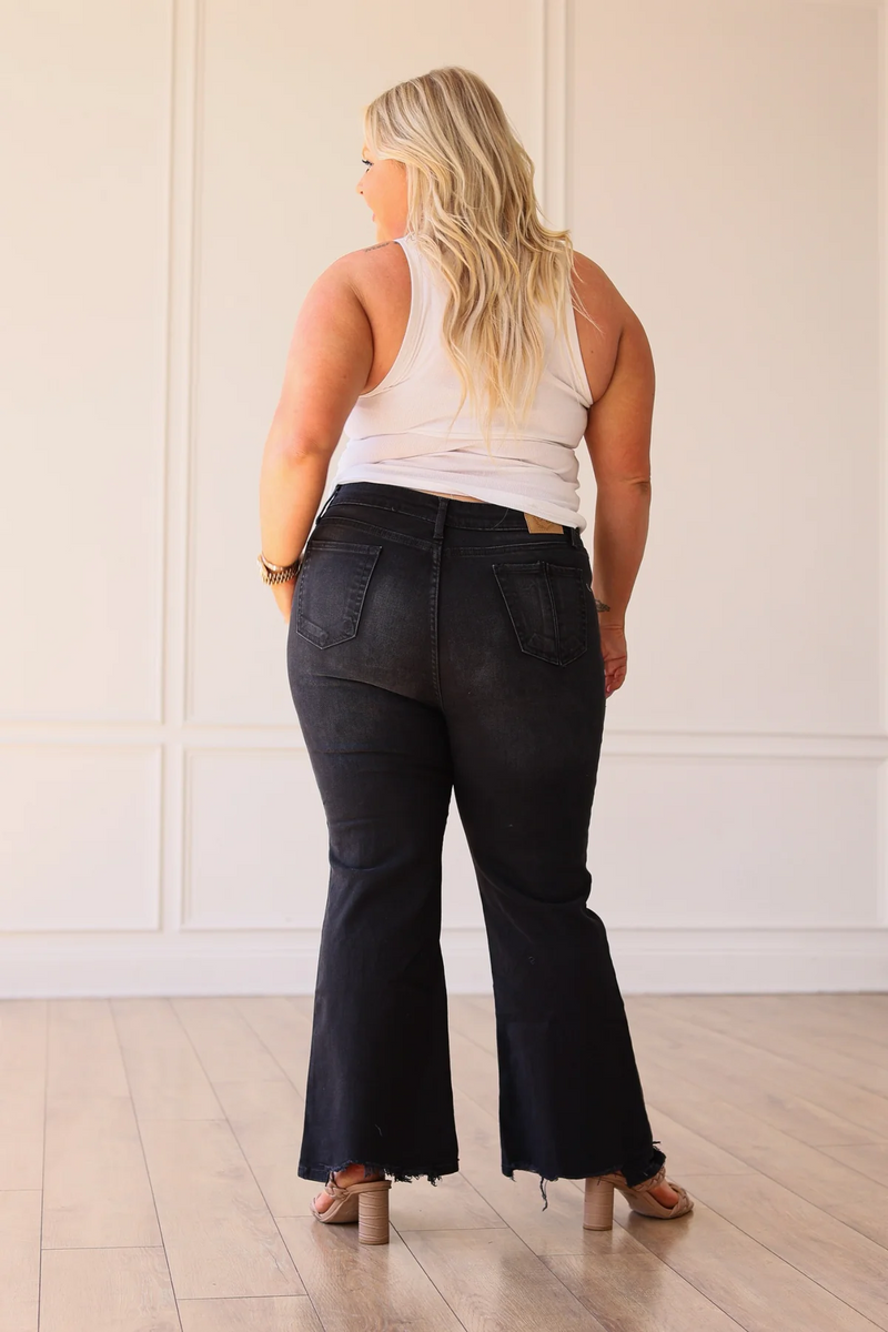 The Dixie Midrise Black Straight Leg Jeans