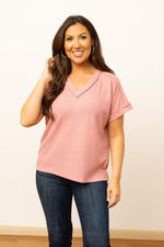 Lucy Waffle Knit Top in Mauve