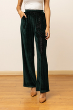 Velvet Straight Leg Pants- Green