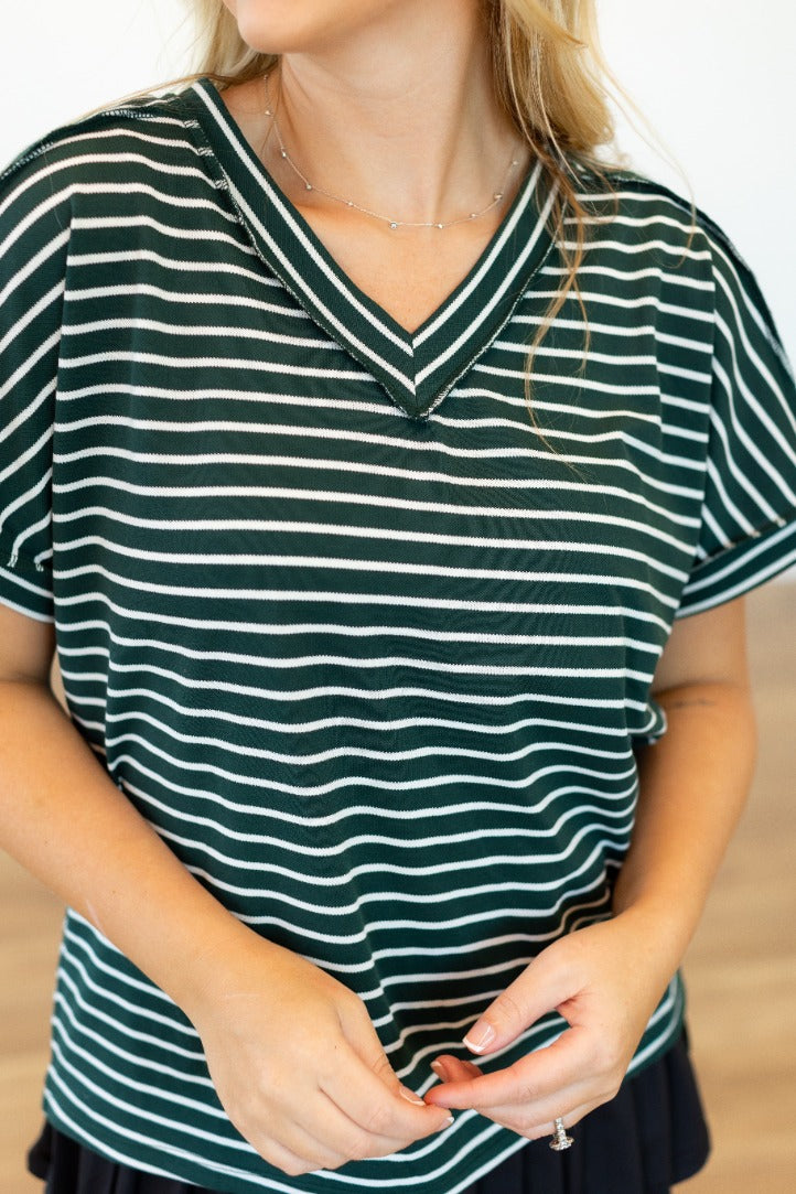 The Lucy Stripe Top, Green