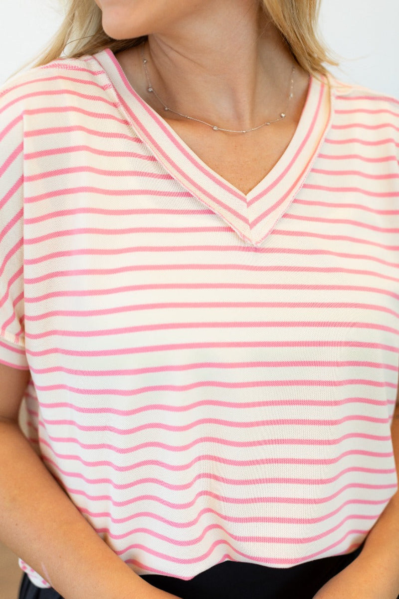 The Lucy Stripe Top, Pink