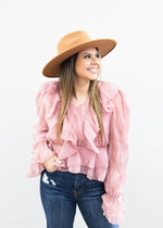 Pink Ruffle Blouse