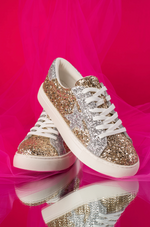 Corkys Supernova Sneaker in Gold and Silver Glitter