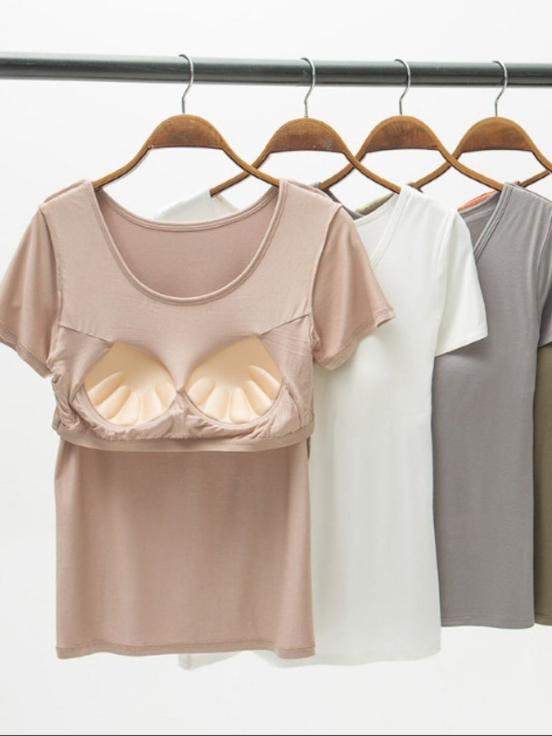 Finally Free Round Neck Modal T-Shirt with Bra