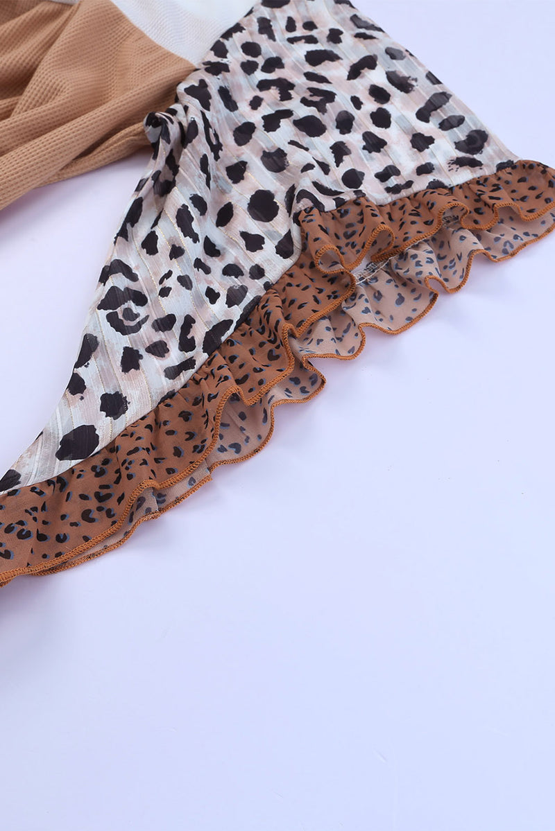 Plus Size Leopard Flutter Sleeve Blouse