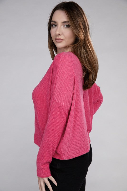 Ribbed Dolman Long Sleeve Sweater