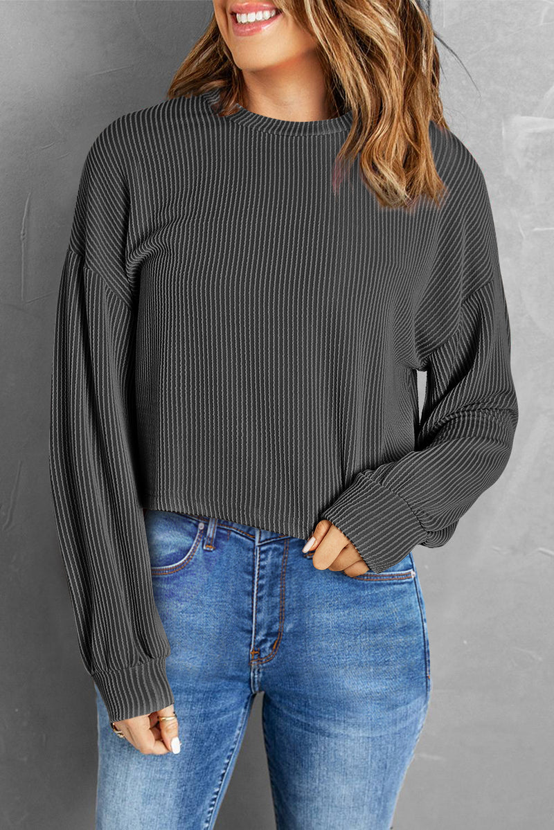 Larson Ribbed Long Sleeve Cropped Top